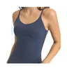 Lauicay Yoga Thin Strap Dress Tennis Tank Tops med bröstkudde Hög elastisk smal passformad sportklänning