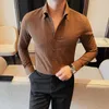 Мужские повседневные рубашки платье социальной рубашки Высококачественная бизнес-носивка с длинным рукавом для мужчин Большой размер Slim Fit Tuxedo 5xl-M-M