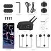 Écouteurs de téléphones portables Ejeas V6 Pro Bluetooth Motorcycle Casque Interphone Head With 1200M BT Interphone peut accueillir 6 coureurs imperméables J0508