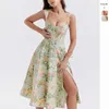 Robes décontractées robe de créatrice de la femme 2024 Spring / été élégance Slimage Slim Sexe Robe de fleur divisée sexy Robes de taille