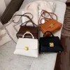 Sacs à bandouliers 2024 Fashion Women's Bag Pu Leather double sac à main sac à main Main avec serrure Black White Shopper