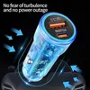 Transparant 48W USB Type C Car Charger PD 30W Quick Charge 3.0 Super snel opladen voor Xiaomi iPhone Huawei Samsung Mobiele telefoon Auto -adapter met doos