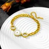 Bracelet 316l en acier inoxydable Nouvelle mode fine bijoux 2 couleurs circulaires de coque naturelle zircon charme bracelets à chaîne épaisses pour les femmes amant