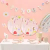 Engångs servis 10 Gäster Fairy Party Desktop Software Butterfly Princess Plate Cup Napkins Girl Happy Spirit Theme Birthday Decoration Q240507