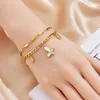 Charm Bracelets DIEYURO 316L Stainless Steel Butterfly Zircon Bracelet For Women Party Gift Fashion Gold Color Wrist Chain Jewelry