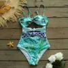 Swimwear Women Sexy Hollow Out One Piece Swimsuit 2024 Bandeau de maillot de bain Floral Imprime de bain Bodys de Backwear High Cut Monokini Bodys WX