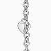 Chain T Familie 925 Silver Classic hartvormige diamant ingelegde CNC Bracelet Trend Instagram Style Niche Forest Couple Sieraden Q240507