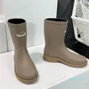 Hoogwaardige Designer Rain Boots Dames Dikke Heel Dikke Sole Short Boots Fashion Damesheren Rubberen laarzen Waterdichte antislip lange buis