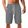 Men's Shorts Sports Blue Boardshorts Striped Casual Summer Chino White Dark Gray Workout Drawstring Brand