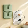 Soporte de tapa de olla de pared de almacenamiento de cocina Costilla de tapa de sartén plegable de puñetazos.
