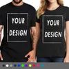 100% Baumwoll -Custom -T -Shirt Machen Sie Ihren Designtext EU Größe für Männer und Frauen vorne Rücken beider Seite personalisiert T -Shirt 240418