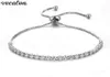 Vecalon fêmea extensão de pulseira de 4 mm de diamante de ouro branco cheia de cristal pulseiras de casamento para jóias para mulheres1600133
