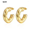 Boucles d'oreilles cerceaux xlnt exagérée punk métallique Stripe en forme d'or en forme d'or géométrique Métal de la mode
