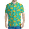 Herrpolos tropisk banan 3D tryckt poloskjorta för män sommar gata kort ärm lapel tees hawaiian frukt mönster t-shirt toppar