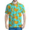 Herrpolos tropisk banan 3D tryckt poloskjorta för män sommar gata kort ärm lapel tees hawaiian frukt mönster t-shirt toppar