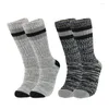 Erkek Çoraplar 2 Çift Yün Sonbahar Kış Kesikli Sıcak Yüksek Kaliteli Açık Hava Spor Çizgili Bacak Koruması Orta Calf
