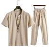 Men'S Tracksuits Summer Fashion Men Shirts Trousers Set Cotton And Linen Short Sleeve Mens Casual Top Pants Outfit M4Xl 240403 Drop D Ot7Ut