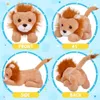 27cm filled lion pillow LED lights up music animal cute soft glow brown lion plush toy baby hoodie decoration girl gift 240424
