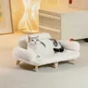 Meubles de lits de chats Mewoofun lit chat avec couverture lavable amovible canapé de chat surélevé pour chats petits chiens moyens canapé animal de compagnie en bois d240508