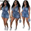 Lässige Kleider Fagadoer Mode Jeans Pocket Cargo Mini Frauen Reißverschluss ärmellose Kordelstring Taille Schlanke Vestidos Spring Cowboy Kleidung