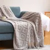 Koce tekstylne miasto w kształcie diamentu kaszmirowy sofa koc solidny zima zagęszczone frędzle kocowe biuro drzemka jacquard ręcznik