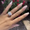 Vintage Court Ring 925 Sterling Silver Square Diamond CZ Promise Engagement Wedding Band Rings for Women Bridal Jewelry 267V