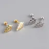 Stud Wantme 925 Sterling Silver Fashion Simple Earbone Perforated Screke Bead Leaf Earrings乳児と女性に適したStatemnet Gold Jewelry Q240507