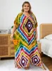 2024 Boheemse multicolor v nek losse kaftan jurk voor vrouwen zomer casual plus size batwing mouw vakantie lange jurk Q1464 240506