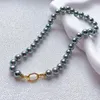 Collares colgantes de 10 mm Fashion Vintage Gray Pearl Pearl Pearl