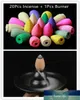 20Pcs Mix Backflow Incense Cones With Incense Burner Colorful Fragrance Triple Scent Potpourri Flow Backwards Indoor Spices2465564