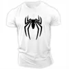 Summer Casual Sports Fashion Moda 2D Spider Spider Crewneck adulto Manga curta T-shirt Mens de tamanho largo solto seco rápido 240418