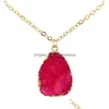 Colliers pendants Géométrie Collier Collier Irregar Resin Stone Druzy Gold Plated Link Chain pour les femmes élégantes Girls Fashion Design Jew Dhgu7