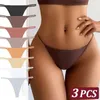 Calcinha feminina 3 peças de calcinha sem costura para mulheres cinto fino cintura baixa flexibilidade Roupa íntima lingerie sexy para mulheres em forma de T de volta confortável para mulheresl2405