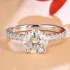 Luxury Moissanite Ring Jewelry 925 Sterling Silver Pass Test 1.5ct D Color Round Moissanite Diamond Ring for Girls Women Nice Gift Size 5-11