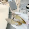 JC Jimmynessity Choo Pointedtoe Summer Shoes Brand Bee Embellation Crystal Dress Sandaler Kvinnor PVC Pumps Lady Slip On Wedding Edit Bride Casual Walking EU354 PVD6