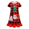 Pyjama's nieuwe kerstmeisje kinderen kleding Kerstman Claus Girl Familie Kleding Holiday Rode Kleding Kerstmis Summer Fashion 2-14 jaarl2405