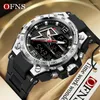 Нарученные часы OFNS Top Dual -Display Watches Мужчины водонепроницаемые светодиодные электронные электронные будильники Quartz Clock