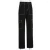 Calça feminina calça de perna larga y2k primavera feminina streetwearwear cargo cargo coreano harajuku pista de pára -quedas com bolsos