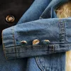 Vintage patchwork denim blazer vrouwen lente herfst herfst ingeknaked lange mouw asymmetrische jas kantoor dame lady jas mujer 240507