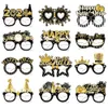 Cadre de décoration 12pcs / set Happy 2024 Famille Nouvel An Eve Party Paper Glasses Photo Booth Props Navidad Christmas Favors