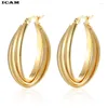 Boucles d'oreilles cerceaux icam exagéré métal grand cercle disque atmosphérique disque multi-niveaux rétro rond boho creux iadies