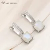 Brincos Dangle Sz Design Fashion 585 Rose Gold Color Square Crystal Drop For Women Wedding Jewelry Gift Zirconia Eardop
