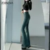 Jeans femminile zoenova 2024 Donne jean flare pantaloni coreani più slim high waist bottoms pantaloni per la femmina grigio