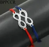 Bracelets de charme bppccr 2pcSet Lucky Digital 8 Infinity Red String Corde Fidre tresse