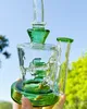 8.7Inch Glass Bong Windmill Spin Recycler Percolator Tungt tjockt vattenrör Pyrex Hosah Reting Pipes Dab Rig Shisha med 14 mm tobakskål