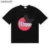 RHUDE High End Designer Roupos para Moda Micro Black Pigeon Printing Tshirt de manga curta para homens e mulheres High Street Loose Halva com 1: 1 Tag original