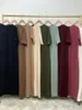 Etniska kläder Dubai Abaya Half Sleeve Daily Casual Inner Dress Turkiet Kaftan Islamiska All-Match Muslim For Women Robe Caftan Marocain