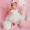 Dopklänningar Baby Dress White First Baptist Christmas Girl Lace Birthday Party Children Summer Tutu Q240507