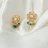 Orecchini per borchie Elegante fiore di cristallo dolce per donne 2024 Piccolo orecchino coreano Gilrs Earand Fashion Piercing Gift Regalo