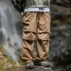 Pantalon extérieur en jean de printemps et élégant et élégant avec de grandes poches pliées et des conceptions parachutiques jeans à jambes larges 240428